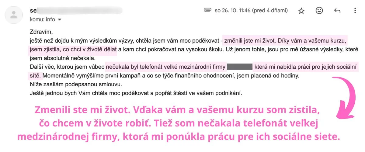 Referencia – zmenili mi život, ponuka od medzinárodnej firmy