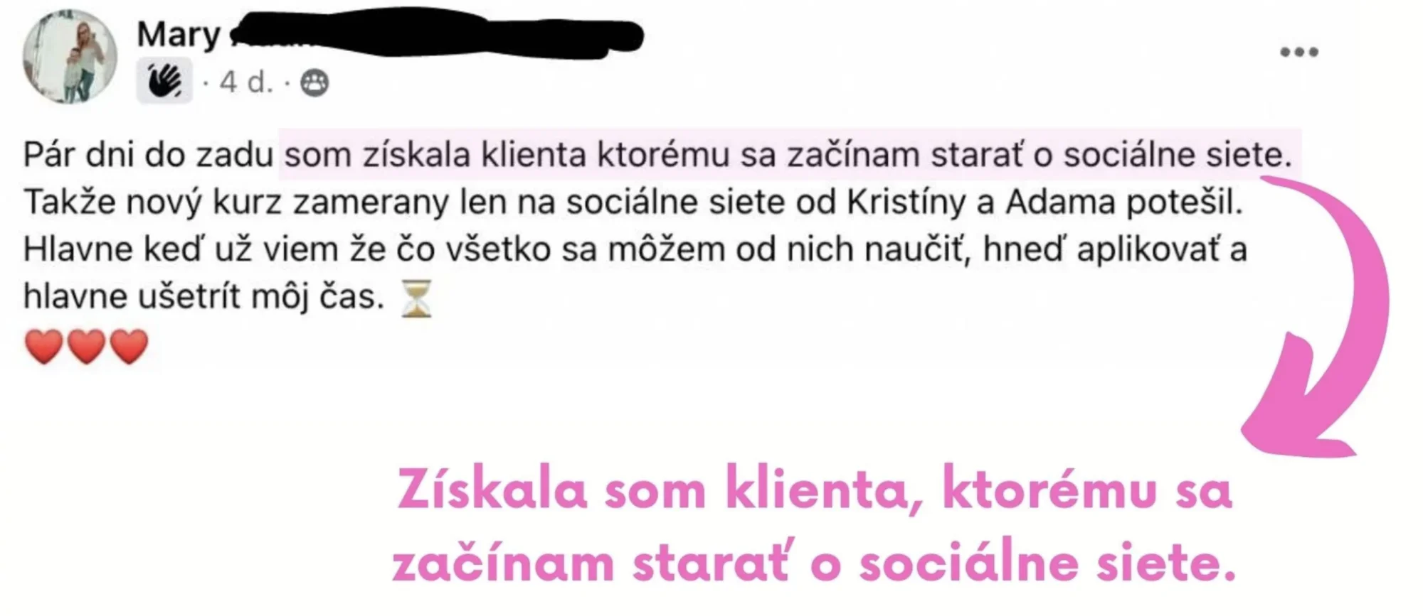 Referencia od Mary – získala klienta, ktorému sa stará o sociálne siete