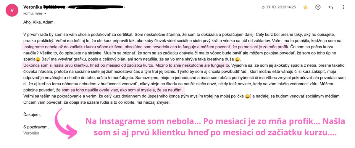 Referencia od Veroniky – po mesiaci je z nej profík, našla prvú klientku